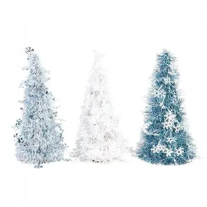 15" Christmas Tinsel Tree with Snowflake Icons (1ct)