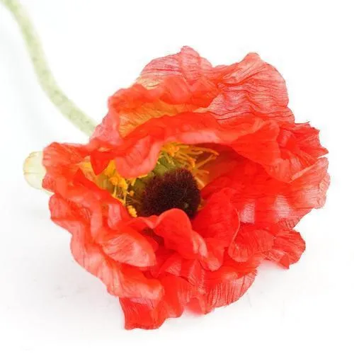 34" Red Artificial Poppy Flower Decorative Floral Crafting Stem