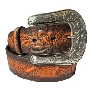 Angel Ranch Butterfly and Paisley - Womens Leather Belt