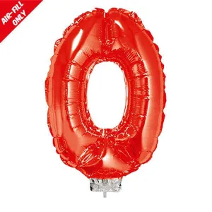 Balloon on Stick - 16" Red Number 0