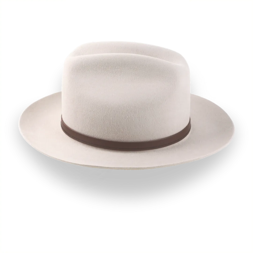 Beige Cowboy Fedora Hat with Artisanal Leather Hat Belt | The Patriot