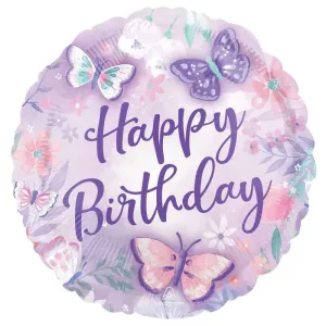 Butterfly Flutters Happy Birthday Foil Balloon