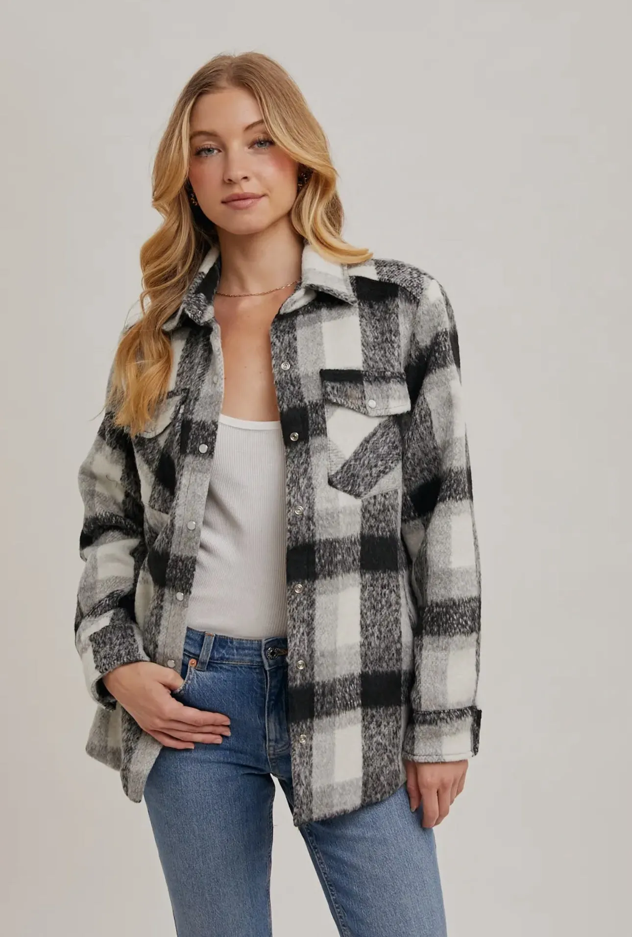 Button Down Plaid Shacket