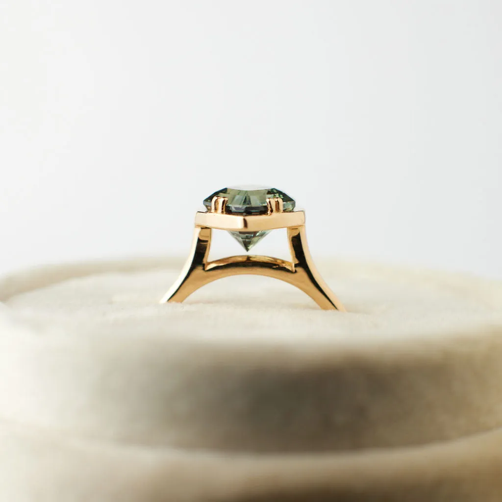 Carolyn Ring - 2.81 Carat Teal-Green Geo Kite Sapphire