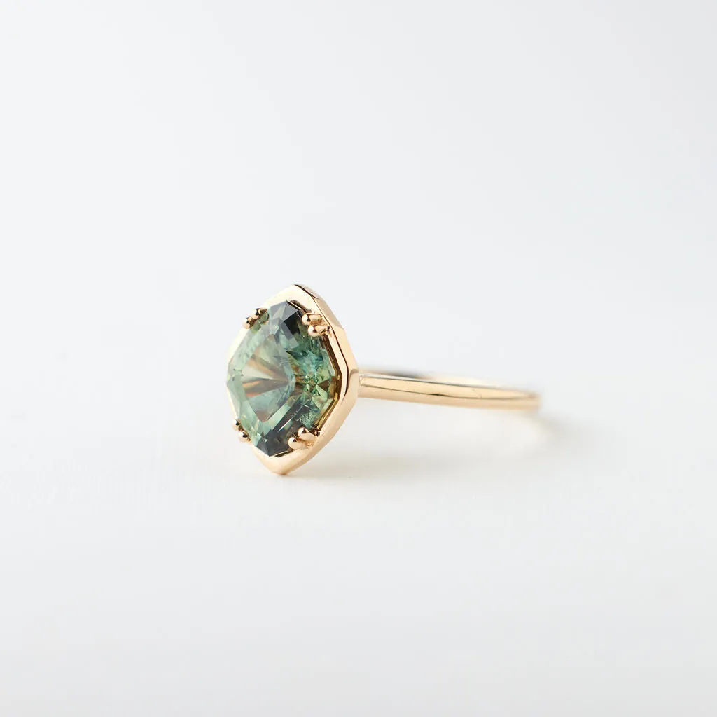 Carolyn Ring - 2.81 Carat Teal-Green Geo Kite Sapphire