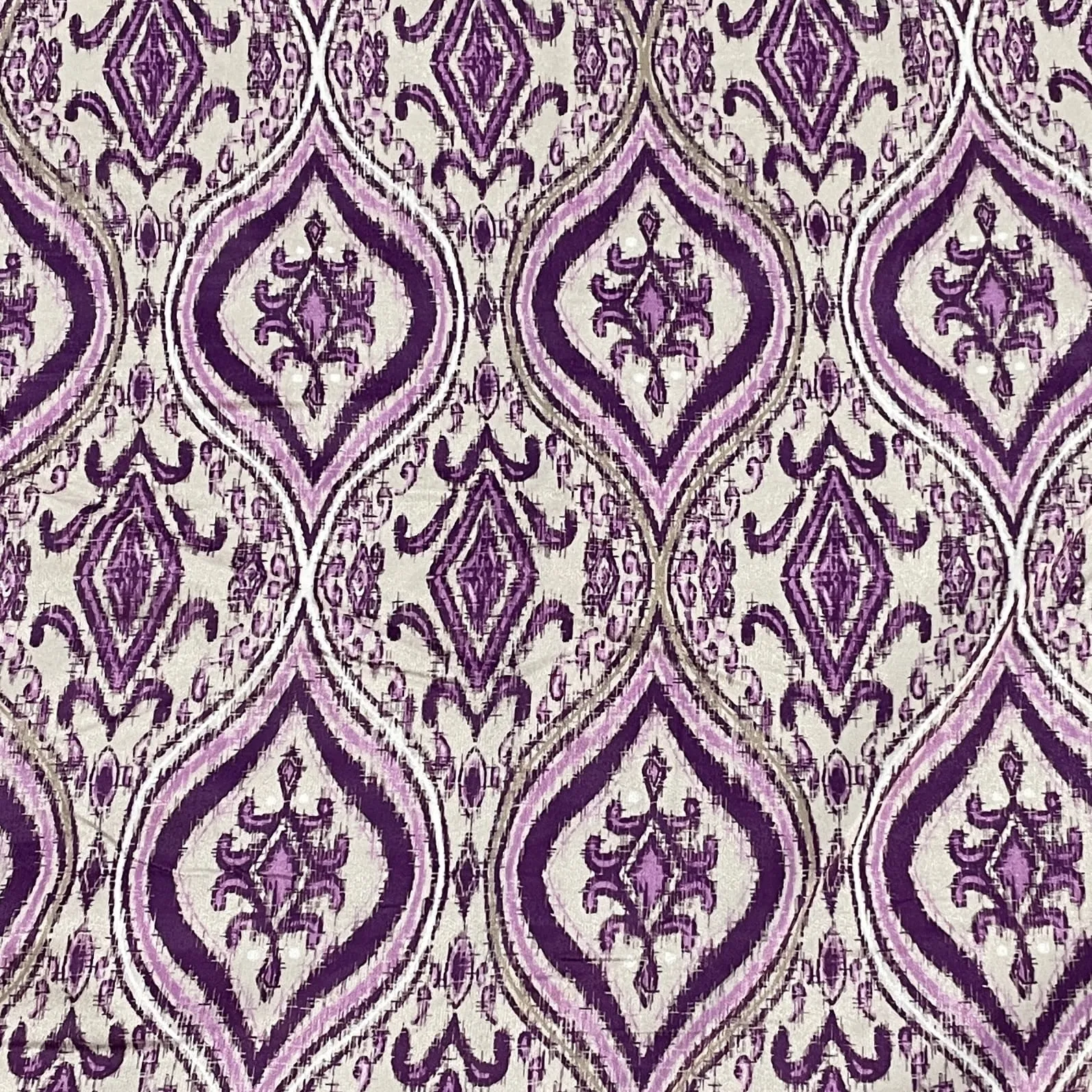 Classic Purple Uzbek Ikkat Print Velvet Fabric