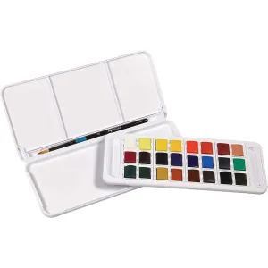 Daler Rowney Aquafine Watercolor Paint 24 Pan Travel Box Set