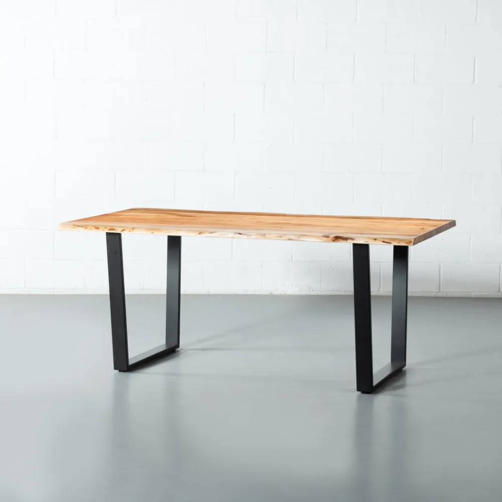 DANTON - Acacia Live Edge Table 3.5cm Thickness Top with U Black Legs