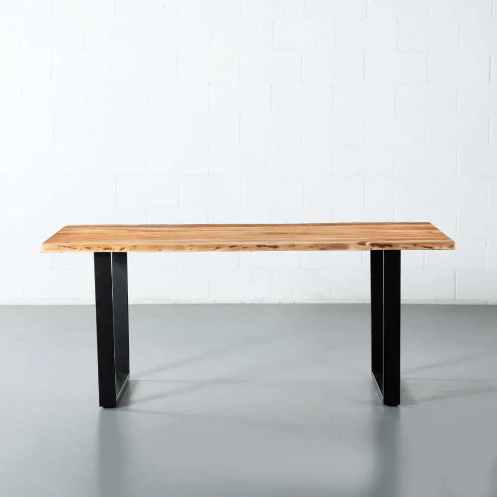 DANTON - Acacia Live Edge Table 3.5cm Thickness Top with U Black Legs