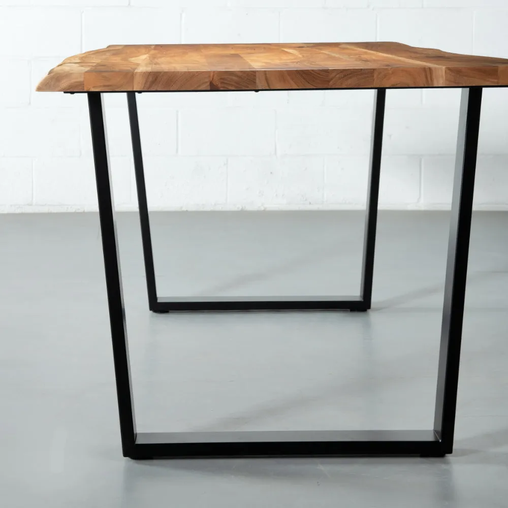 DANTON - Acacia Live Edge Table 3.5cm Thickness Top with U Black Legs