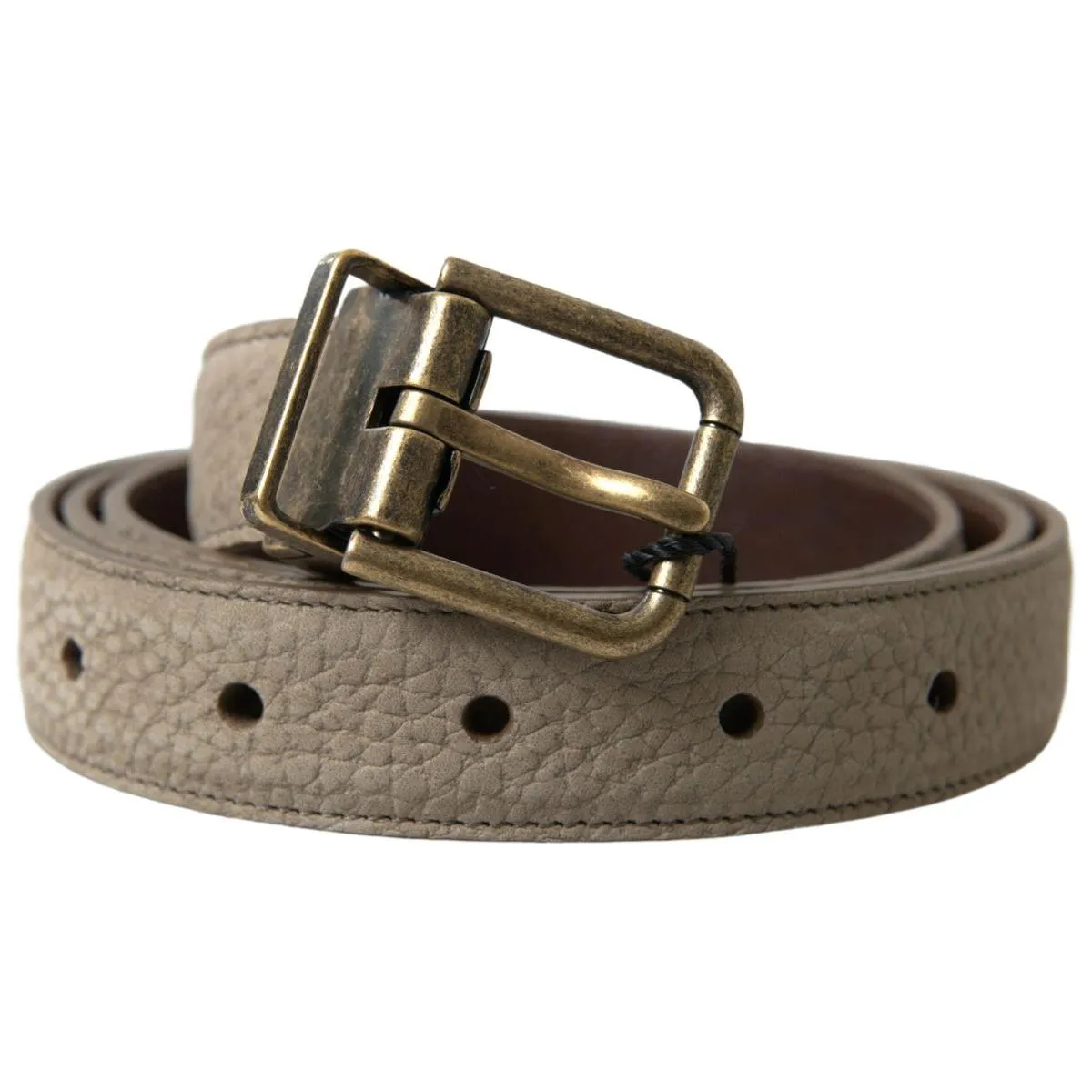 Dolce & Gabbana Elegant Beige Leather Belt with Metal Buckle