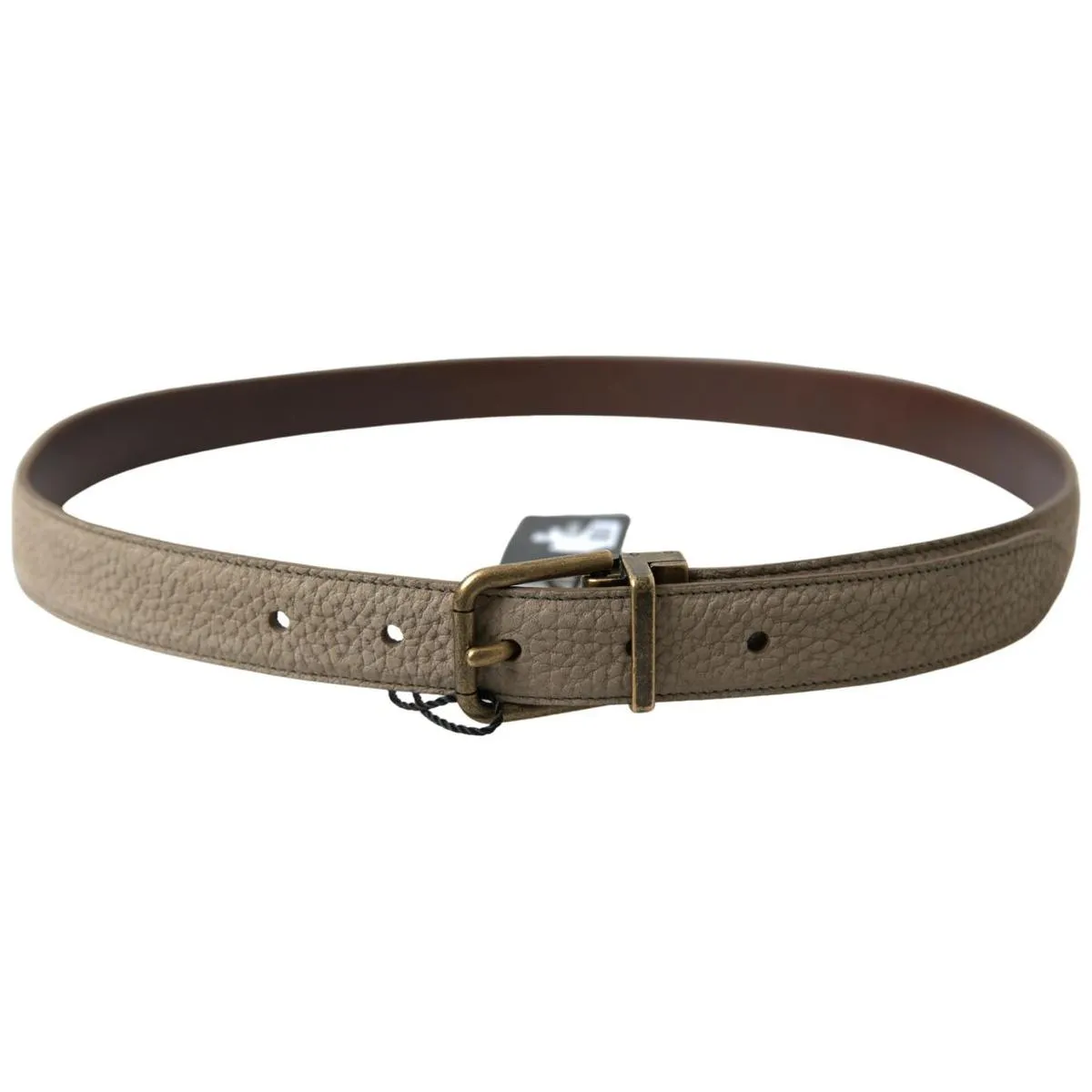 Dolce & Gabbana Elegant Beige Leather Belt with Metal Buckle