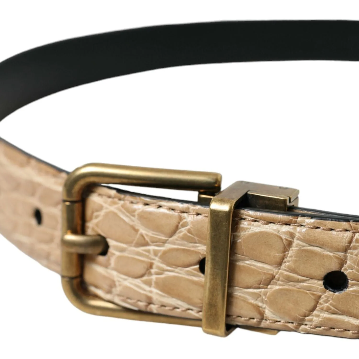 Dolce & Gabbana Elegant Beige Leather Belt