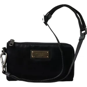 Dolce & Gabbana Elegant Black Nylon & Leather Pouch