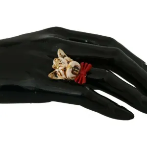 Dolce & Gabbana Elegant Canine-Inspired Gold Tone Ring