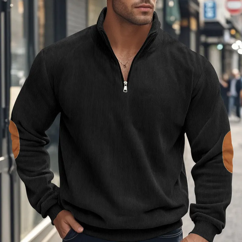 Embroidered Men's Corduroy Long Sleeve Sweatshirt