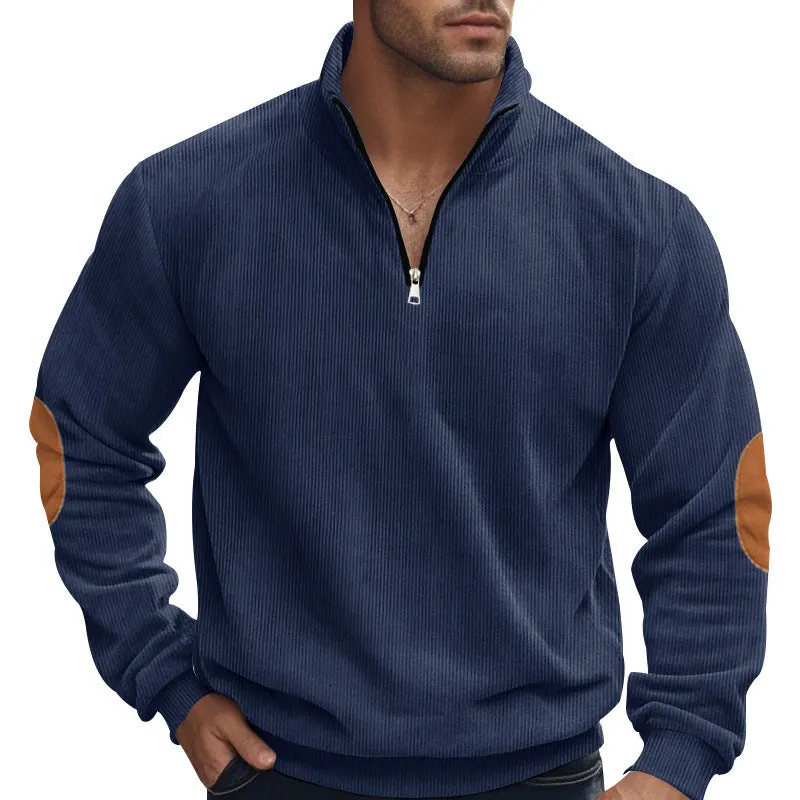 Embroidered Men's Corduroy Long Sleeve Sweatshirt