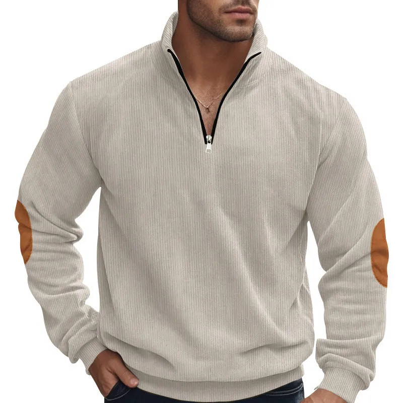 Embroidered Men's Corduroy Long Sleeve Sweatshirt