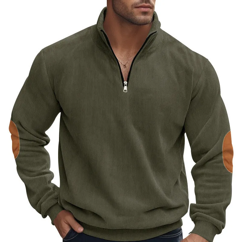 Embroidered Men's Corduroy Long Sleeve Sweatshirt