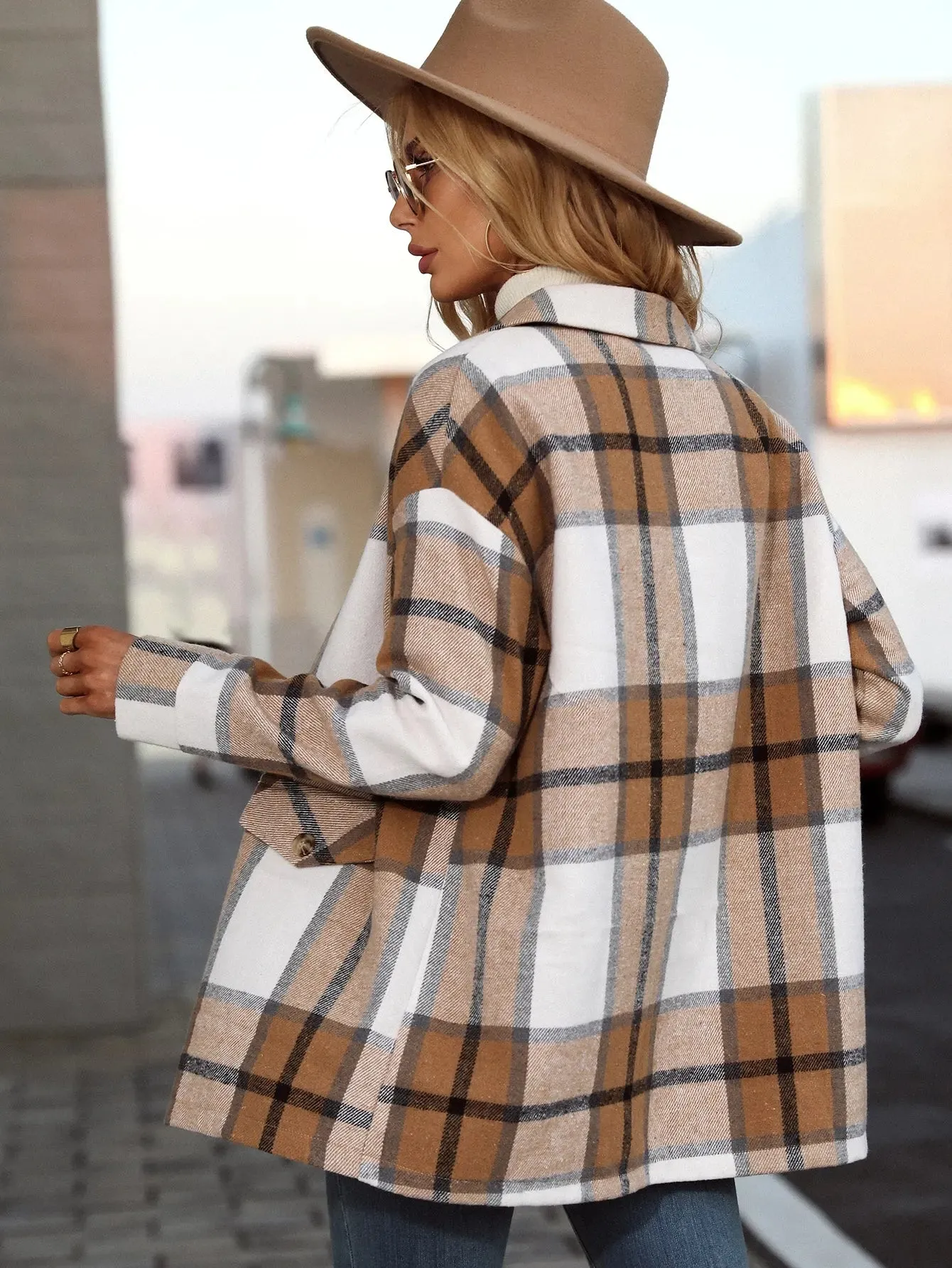 European American Cross-border Fashionable Elegant Plaid Printed Stylish Coat