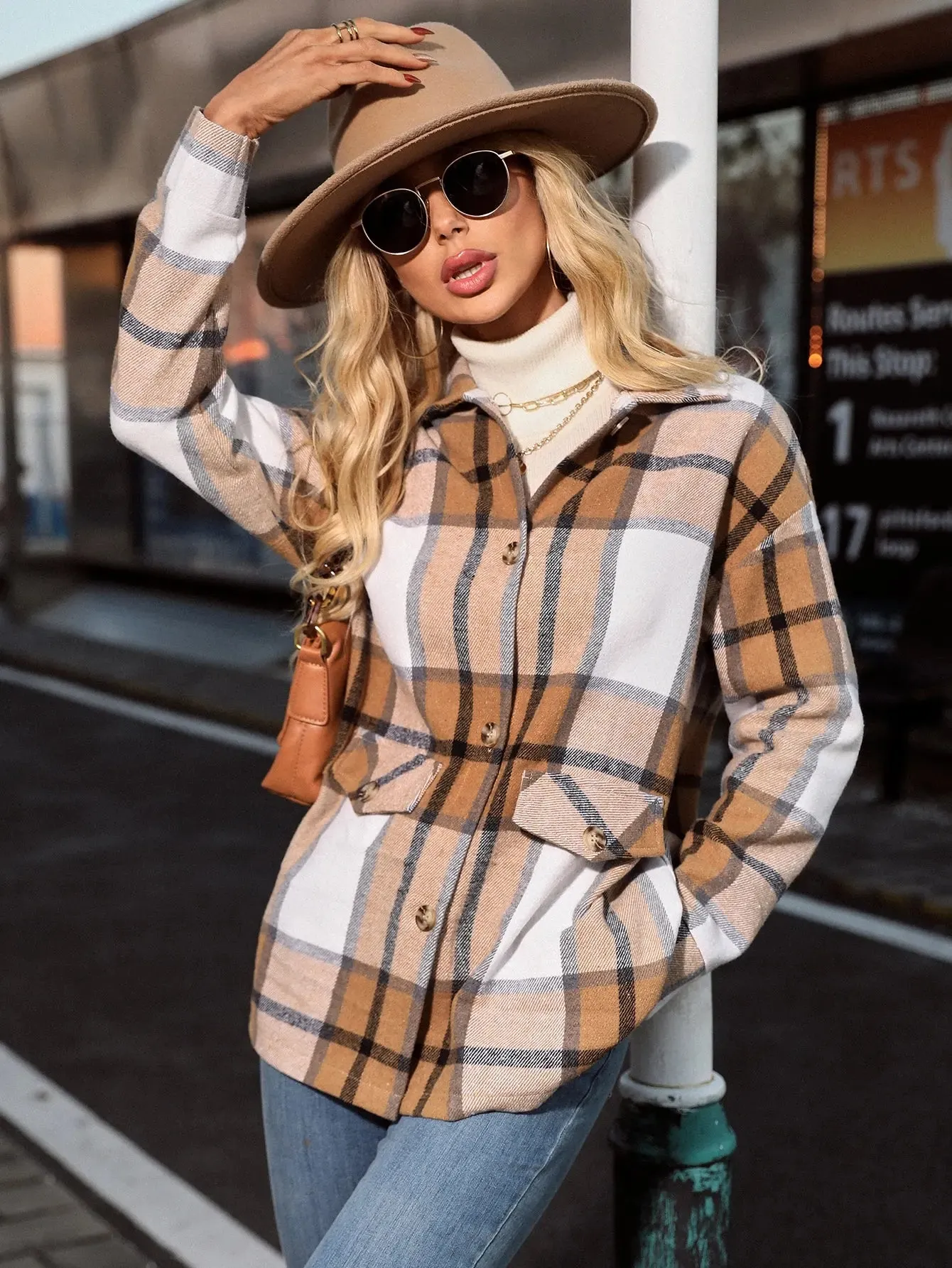 European American Cross-border Fashionable Elegant Plaid Printed Stylish Coat