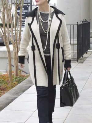 Fashion Design Mid-length Lapel Sweater Coat