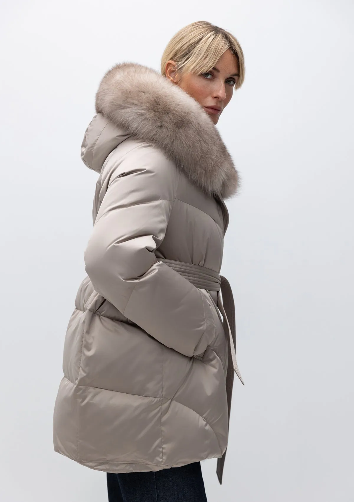 Genuine Polar Fox Fur Eco-Alpaca Lined Down Parka