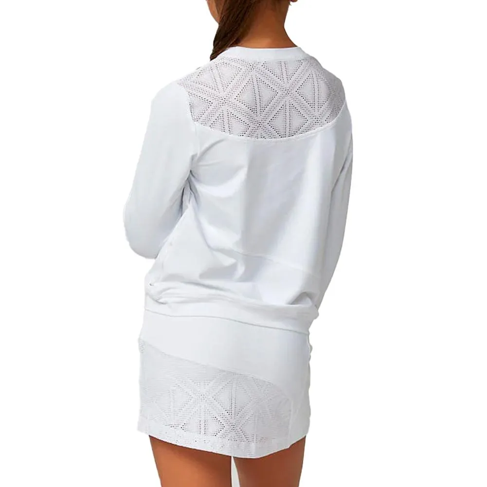 Girl's Diamond Jacquard Tennis Pullover White and Diamond Jacquard