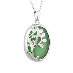 Green Cat Eye Tree Of Life Necklace