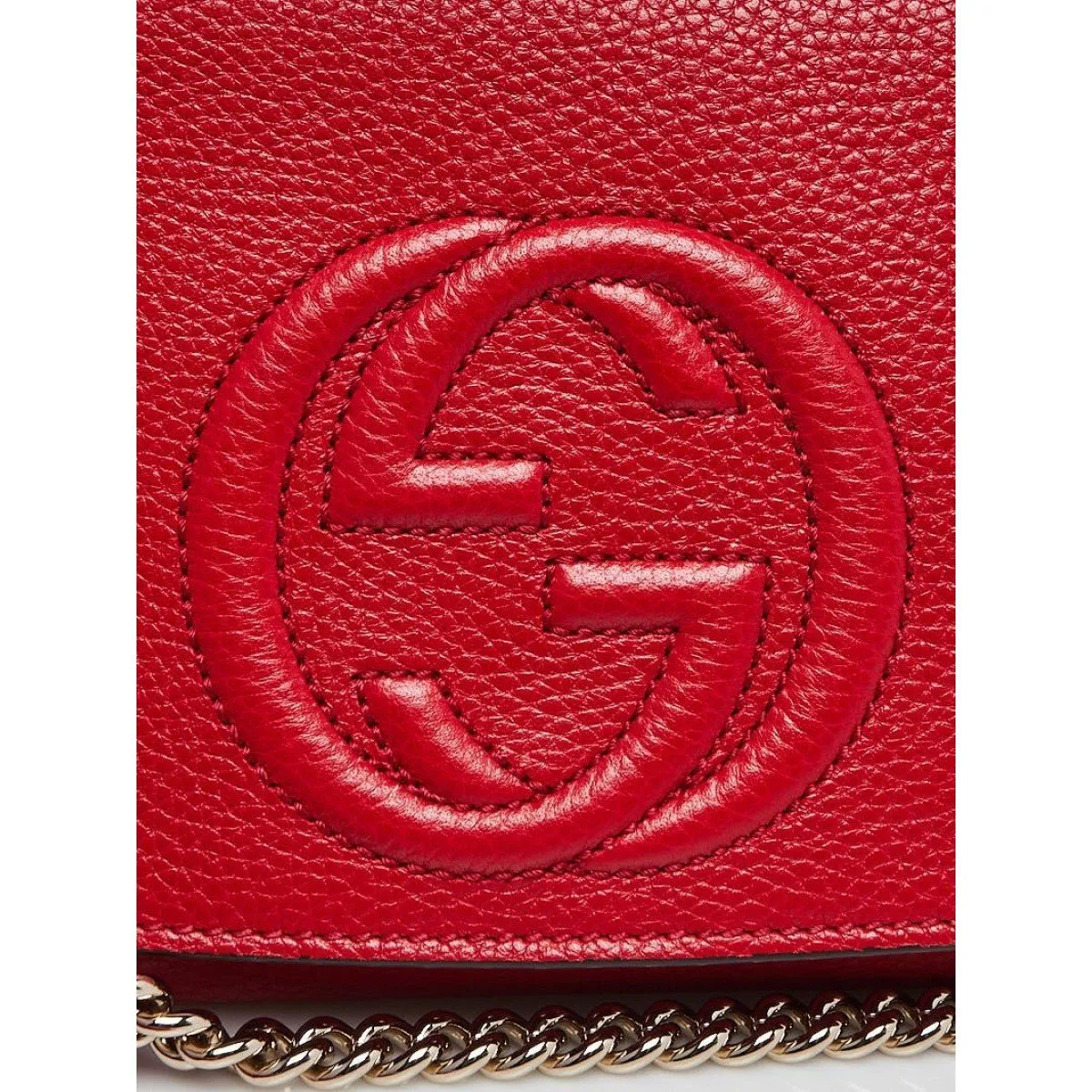 Gucci Soho Disco GG Tassel Chain Crossbody Flap Leather Bag Red