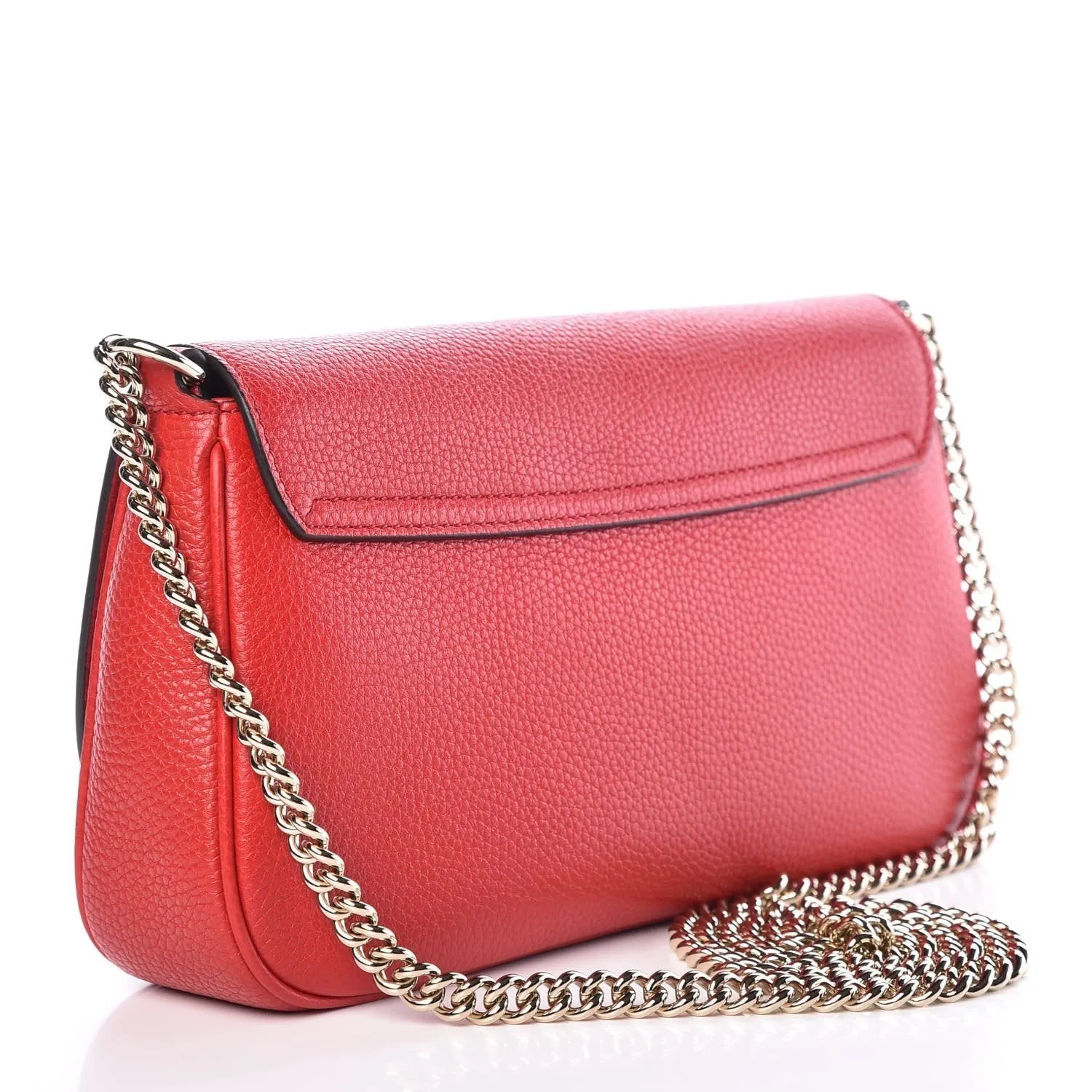 Gucci Soho Disco GG Tassel Chain Crossbody Flap Leather Bag Red