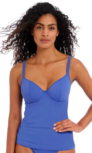 Jewel Cove Plain Azure UW Tankini Top, Special Order D Cup to HH Cup