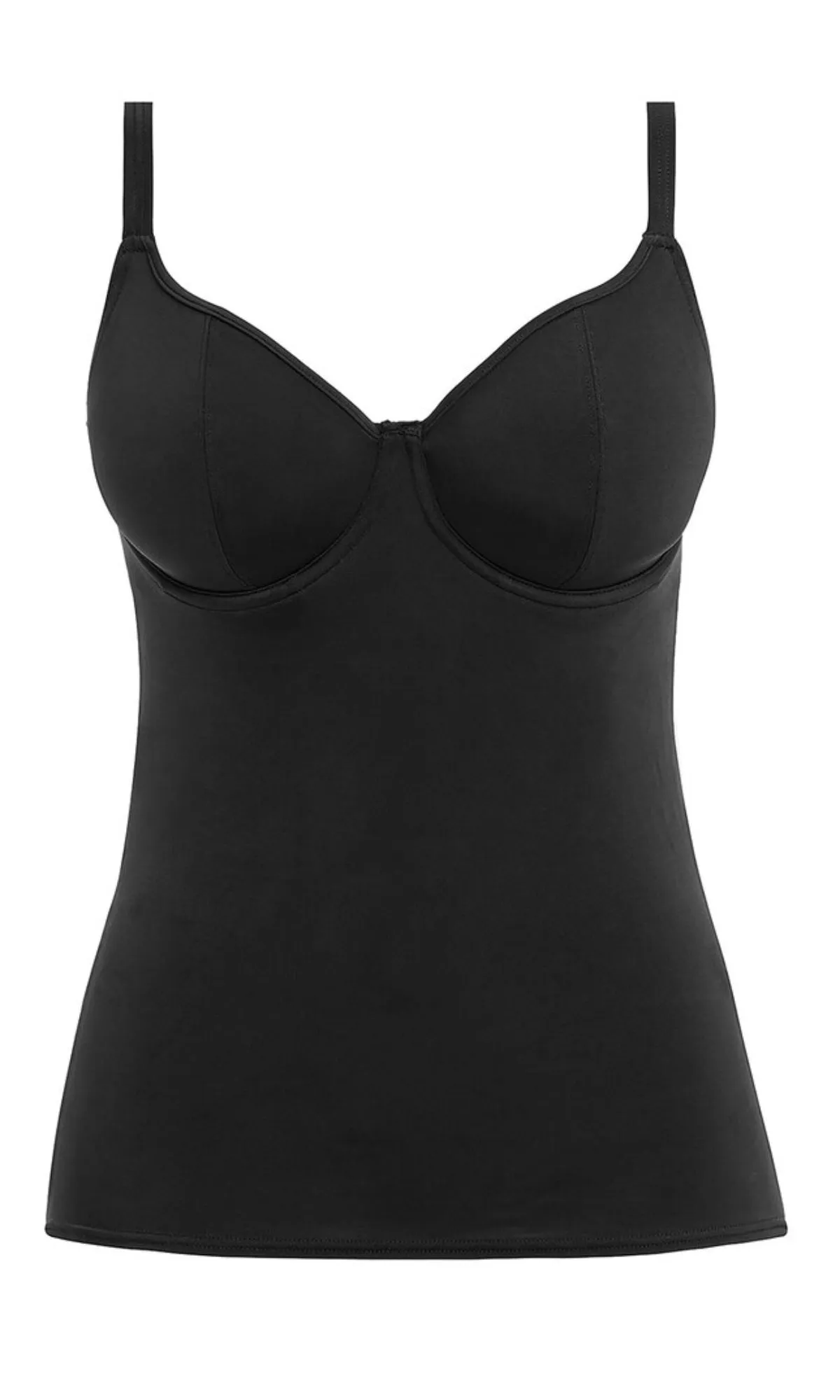 Jewel Cove Plain Black UW Tankini Top, Special Order D Cup to HH Cup