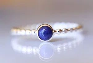 Lapis Ring, Lapis Stacking Ring, Beaded Lapis Ring, Gemstone Ring, Lapis Lazuli Ring, Gemstone Stacking Ring, Blue, Lapis Lazuli Stone, Gift