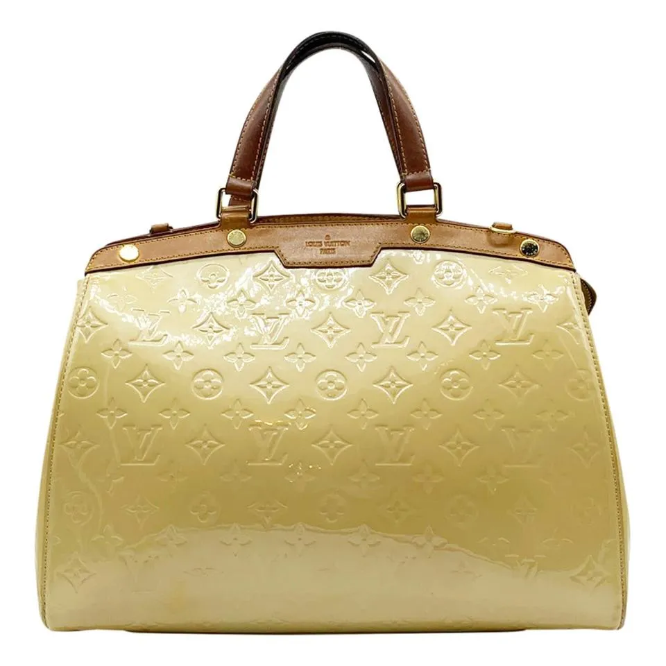 Louis Vuitton Brea Gm Beige Monogram Vernis Leather Satchel