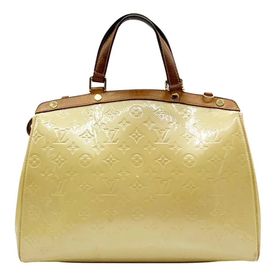 Louis Vuitton Brea Gm Beige Monogram Vernis Leather Satchel