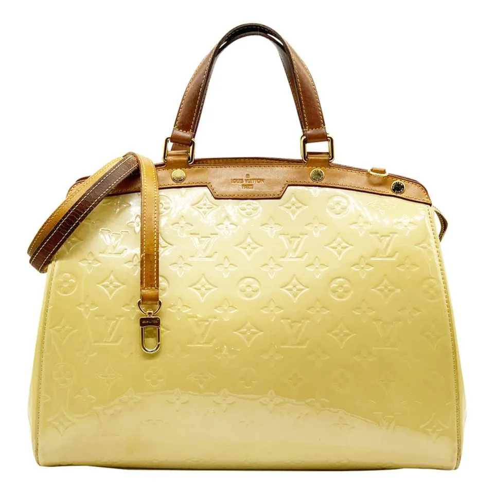 Louis Vuitton Brea Gm Beige Monogram Vernis Leather Satchel