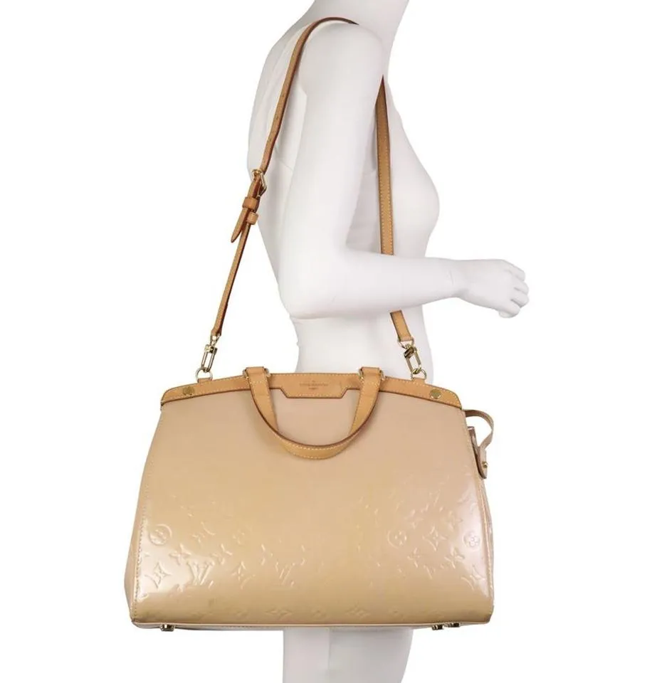 Louis Vuitton Brea Gm Beige Monogram Vernis Leather Satchel