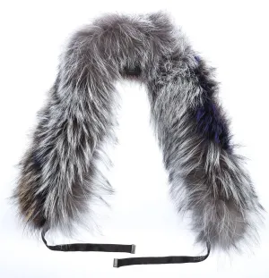 Mackage Fabia X Fox Fur Collar in Silver Fox, Blue & Natural