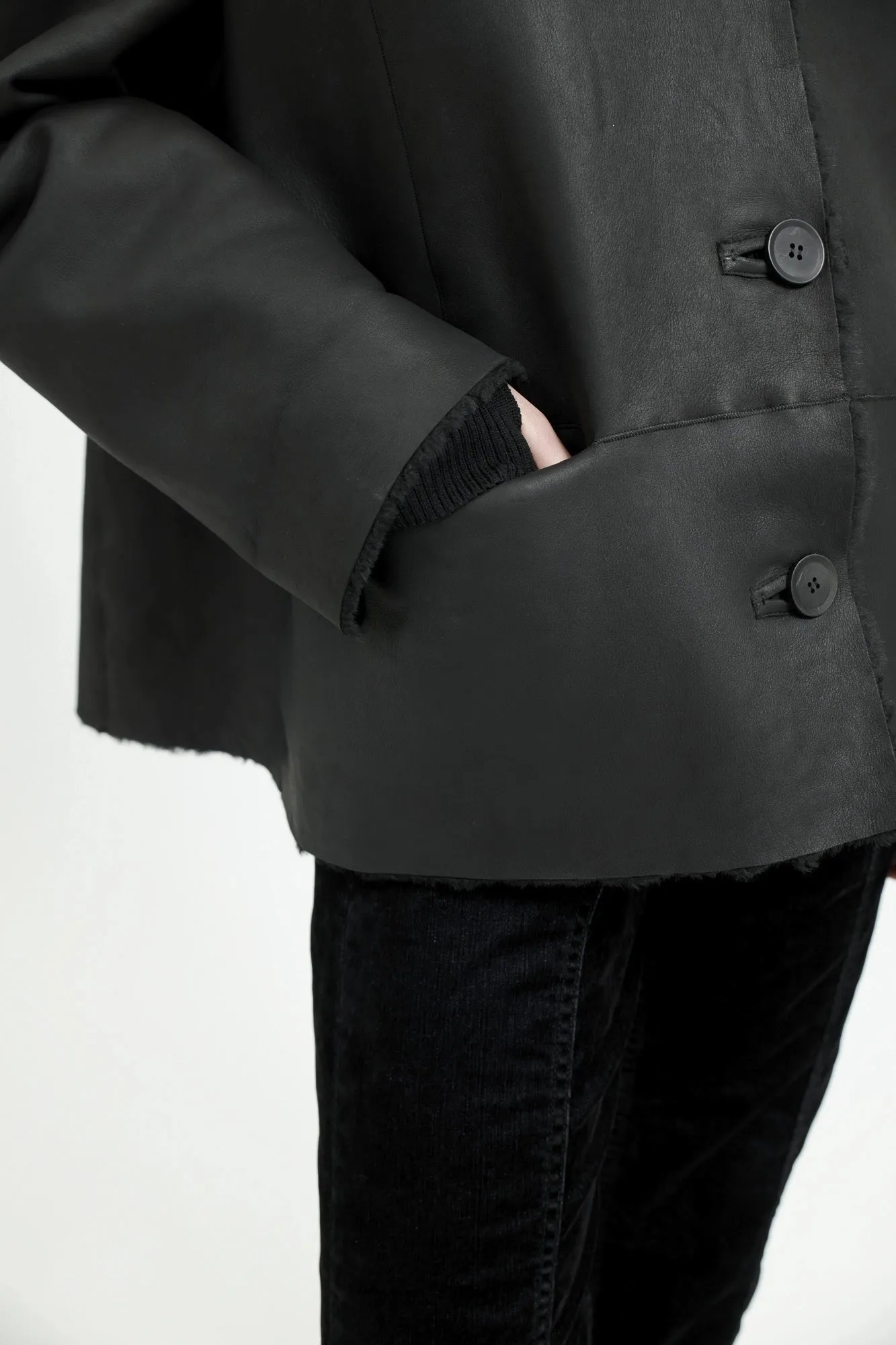 Malo Reversible Black Sheepskin Jacket