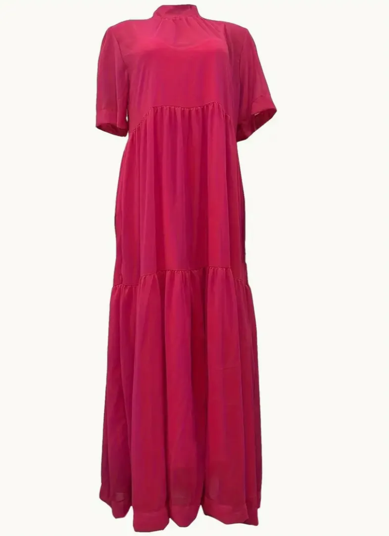 Mock Neck Tiered Maxi Dress