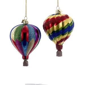 Noble Gems Hot Air Balloon Glass Ornament, 2 Assorted, NB0344