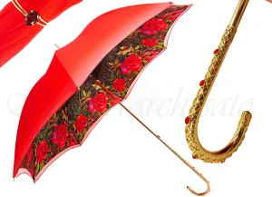 Orange Floral Umbrella, Double Canopy Luxury Ladies