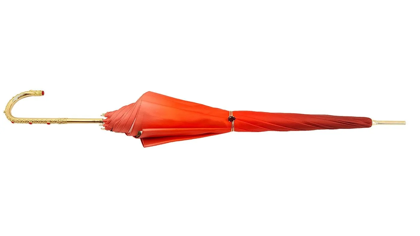 Orange Floral Umbrella, Double Canopy Luxury Ladies