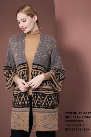 P6100 Bianca Aztec Print Cardigan