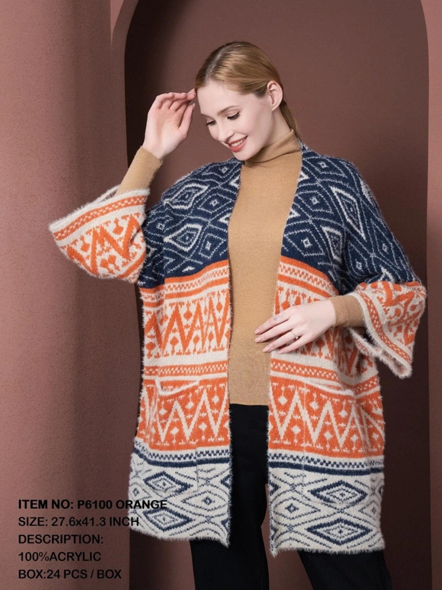 P6100 Bianca Aztec Print Cardigan