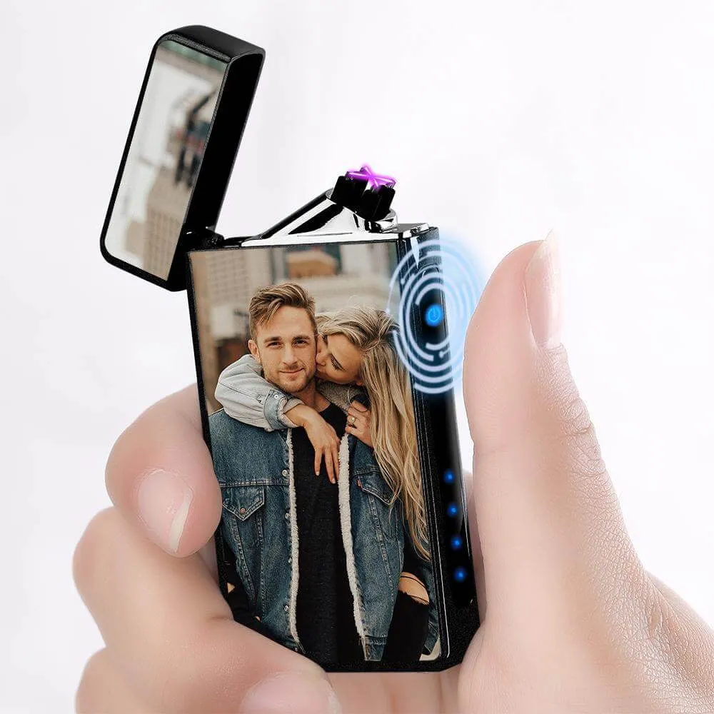 Personalized Color Photo Black Scrub Rechargeable Electric Lighter