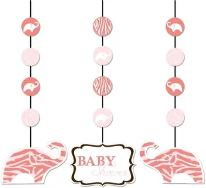 Pink Wild Safari Printed Hanging Cutouts (3pc)