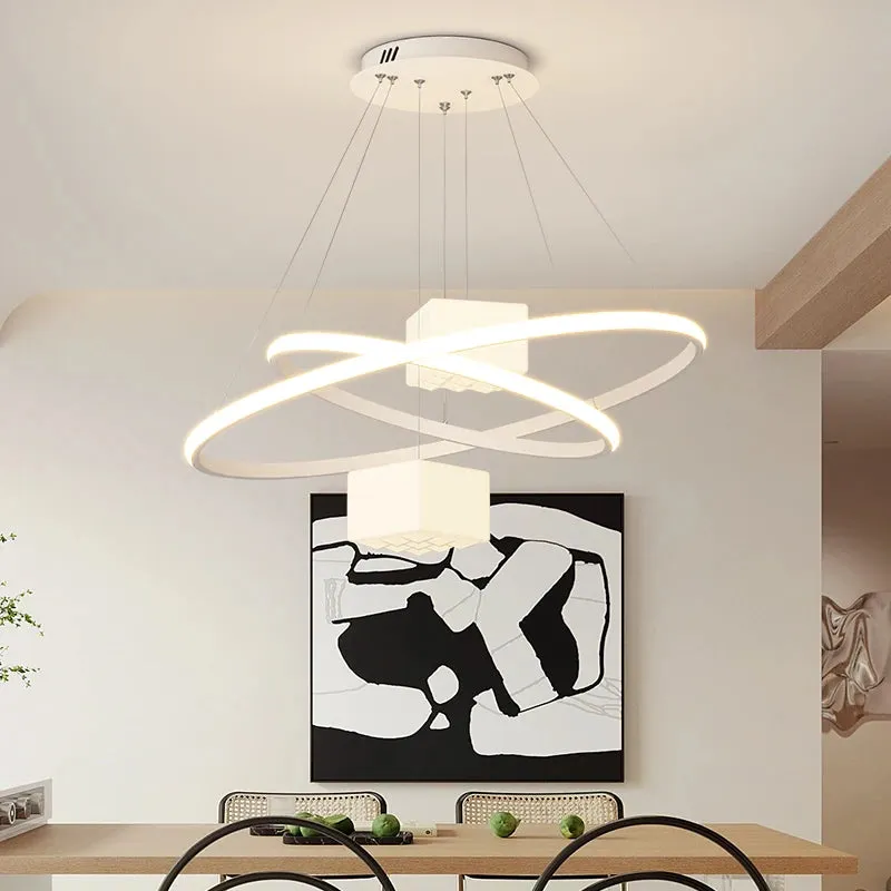 QIYI Korkie White Black Modern LED Chandelier