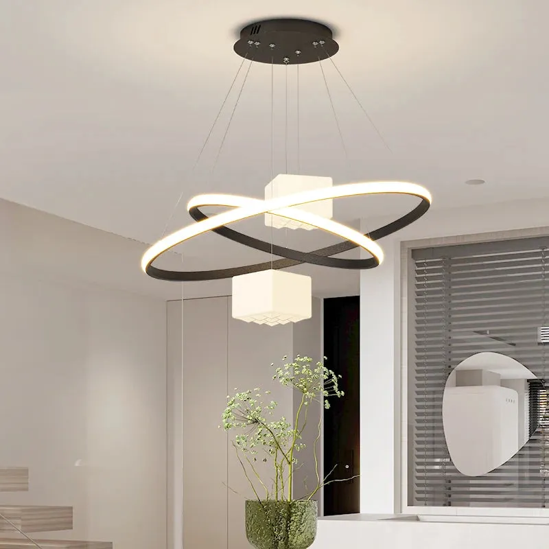 QIYI Korkie White Black Modern LED Chandelier